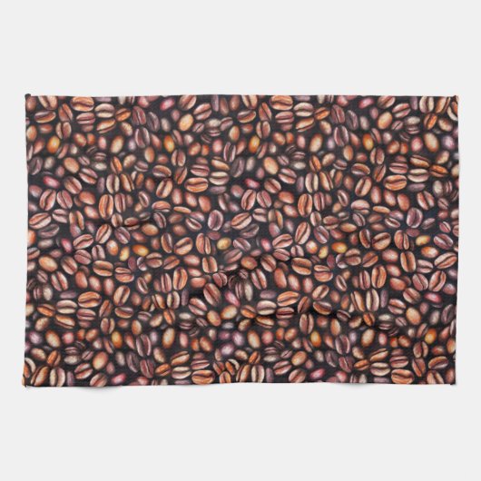 Kaffeebohnen Bleistift Zeichnend Muster rustikal b Geschirrtuch (Horizontal)