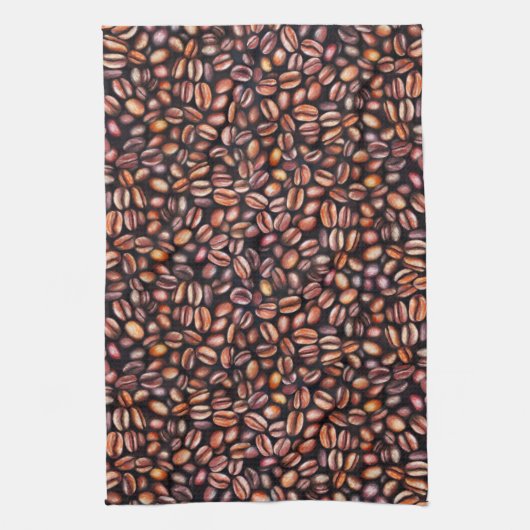 Kaffeebohnen Bleistift Zeichnend Muster rustikal b Geschirrtuch (Vertikal)