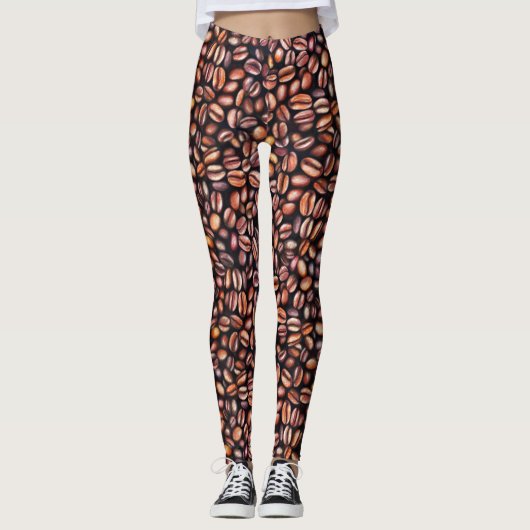 Kaffeebohnen Bleistift Zeichnend Muster rustikal b Leggings (Vorderseite)