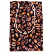Kaffeebohnen Bleistift Zeichnend Muster rustikal b Mittlere Geschenktüte (Vorderseite)