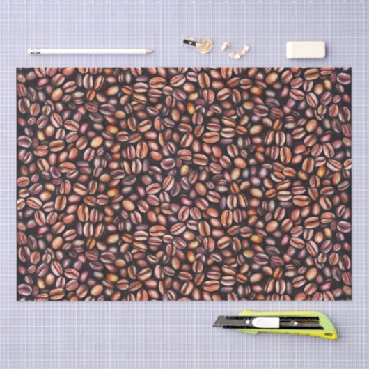 Kaffeebohnen Bleistift Zeichnend Muster rustikal b Seidenpapier (Handwerk)