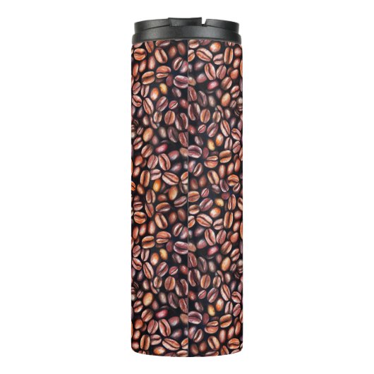 Kaffeebohnen Bleistift Zeichnend Muster rustikal b Thermosbecher (Rückseite)