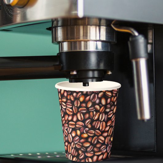 Kaffeebohnen Bleistiftzeichnung Muster Rustikal Br Pappbecher