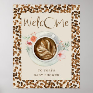 Kaffeebohnen Blumenspülung Begrüßung Poster