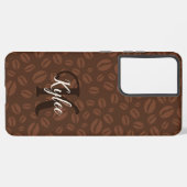 Kaffeebohnen Brown Print Monogram Name Phone Case Samsung Galaxy Hülle (Linke Seite)