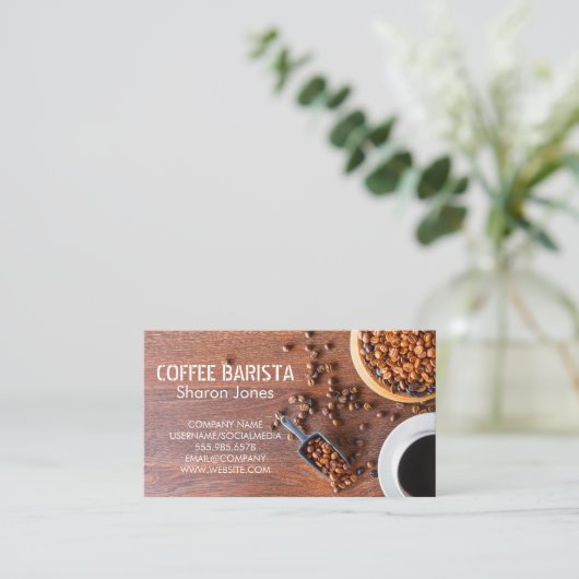 Kaffeebohnen | Café Cup Visitenkarte (Stehend Vorderseite)