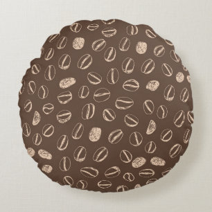 Kaffeebohnen: Cartoon Doodle Vintag Rundes Kissen