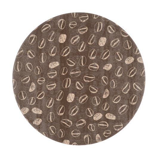 Kaffeebohnen: Cartoon Doodle Vintag Schneidebrett (Vorderseite)