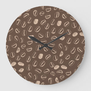 Kaffeebohnen: Cartoon-Doodle Vintage Große Wanduhr