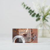 Kaffeebohnen-Cup-Logo | Barista Visitenkarte (Stehend Vorderseite)