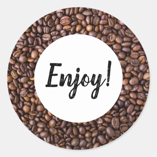 Kaffeebohnen - Custom Enjoy Runder Aufkleber (Vorderseite)