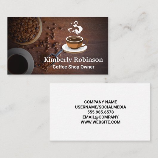 Kaffeebohnen | Dampfbad Fresh Brew Cup Visitenkarte (Vorne/Hinten)