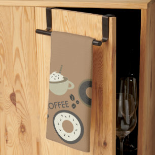 Kaffeebohnen Donuts Süß Barista Geschirrtuch