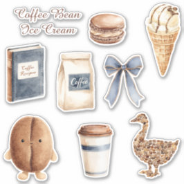 Kaffeebohnen-Eiscreme-Kegel Aufkleber