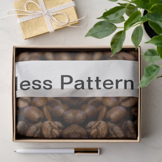 Kaffeebohnen entziffern nahtloser Hintergrund Seidenpapier (Geschenk)