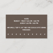 Kaffeebohnen für den Kaffee, Kaffeeservice und Visitenkarte (Rückseite)