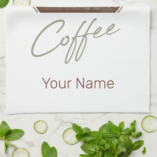 Kaffeebohnen für Espresso und Retro Barista Geschirrtuch (Gefaltet)