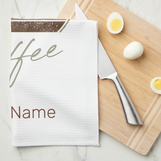 Kaffeebohnen für Espresso und Retro Barista Geschirrtuch (Viertel Falte)