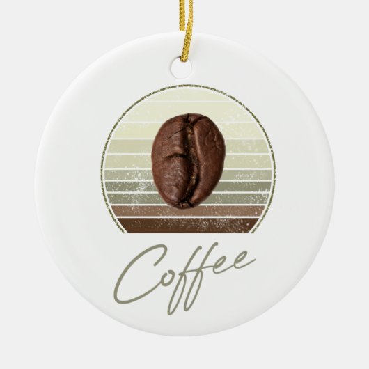 Kaffeebohnen für Espresso und Retro Barista Keramik Ornament (Vorne)