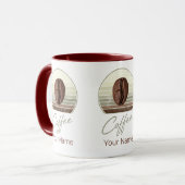 Kaffeebohnen für Espresso und Retro Barista Tasse (Vorderseite Links)