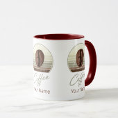 Kaffeebohnen für Espresso und Retro Barista Tasse (VorderseiteRechts)