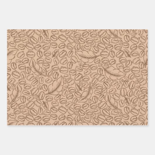 Kaffeebohnen Geschenkpapier für Kaffeeliebhaber Set (Vorderseite)