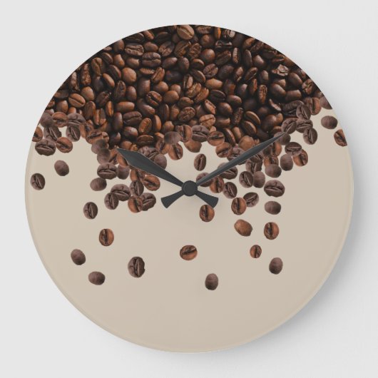 Kaffeebohnen Große Wanduhr (Vorderseite)