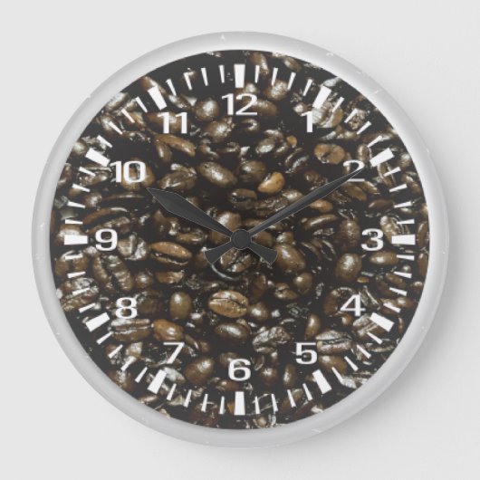 Kaffeebohnen Große Wanduhr (Vorderseite)