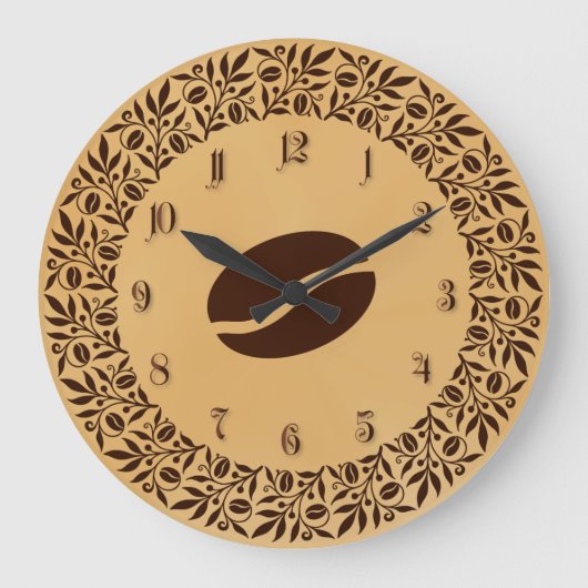 Kaffeebohnen Große Wanduhr (Vorderseite)