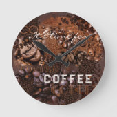 Kaffeebohnen Grunge Wall Clock Runde Wanduhr (Vorderseite)