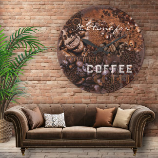 Kaffeebohnen Grunge Wall Clock Runde Wanduhr