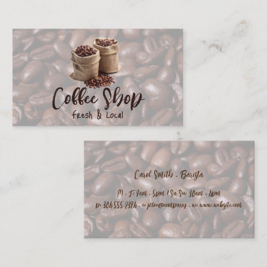 Kaffeebohnen in Burlap-Beutel Visitenkarte (Vorne/Hinten)