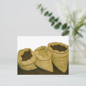 Kaffeebohnen in Einbeulsack Postkarte (Stehend Vorderseite)