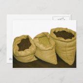 Kaffeebohnen in Einbeulsack Postkarte (Vorne/Hinten)
