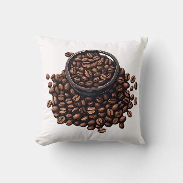 Kaffeebohnen in einer Schüssel Kissen (Vorderseite)