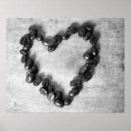 Kaffeebohnen in Schwarz-Weiß-Form 16x20 Poster