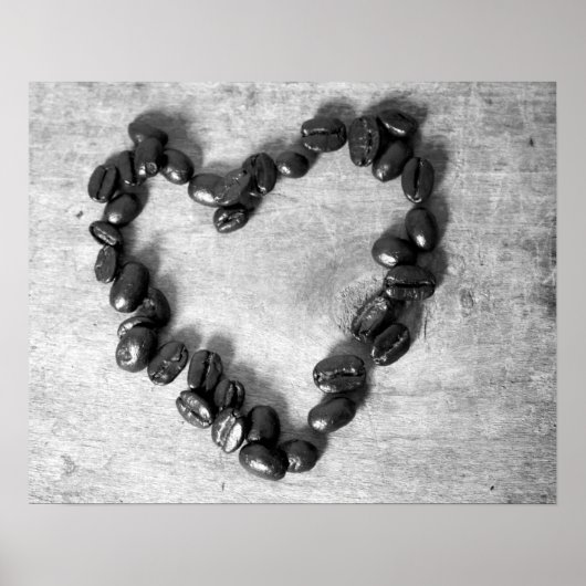 Kaffeebohnen in Schwarz-Weiß-Form 16x20 Poster (Vorne)