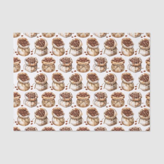 Kaffeebohnen in Taschen-Muster Seidenpapier (Vorderseite)