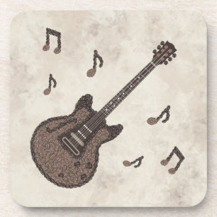 Kaffeebohnen-Kaffee-Gitarre-Kaffee Kunst-Musik- Getränkeuntersetzer