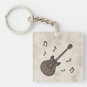 Kaffeebohnen-Kaffee-Gitarre-Kaffee Kunst-Musik- Schlüsselanhänger