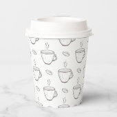 Kaffeebohnen & Kaffeekuchen Sauberes Schwarz & Wei Pappbecher (Rückseite)