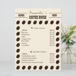 Kaffeebohnen-Marken-Geschäftsprofi Menükarte
