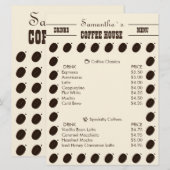 Kaffeebohnen-Marken-Geschäftsprofi Menükarte (Vorne/Hinten)