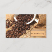 Kaffeebohnen mit einem Kaffee-Cup Visitenkarte (Vorderseite)