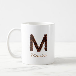 Kaffeebohnen-Monogramm Buchstabe M Personalisierte Kaffeetasse