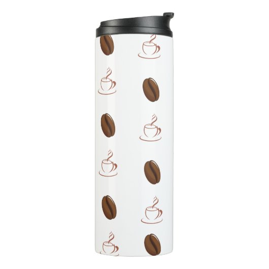 Kaffeebohnen-Muster-Kaffeebecher. Thermosbecher (Nach links gedreht)