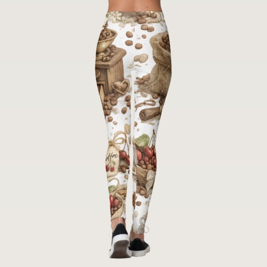 Kaffeebohnen-Muster-Leggings Leggings (Rückseite)