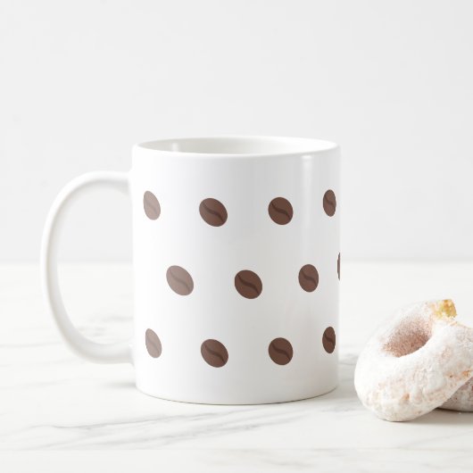 Kaffeebohnen-Muster Minimalistisches Design Kaffeetasse (Mit Donut)
