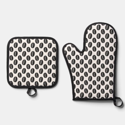 Kaffeebohnen Ofenhandschuh & Topflappen-Set (Vorderseite)