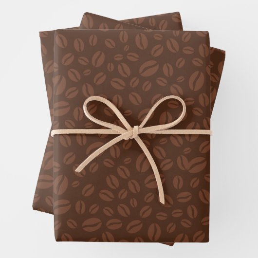 Kaffeebohnen Print Brown Wrapping Paper Geschenkpapier Set (Beispiel)